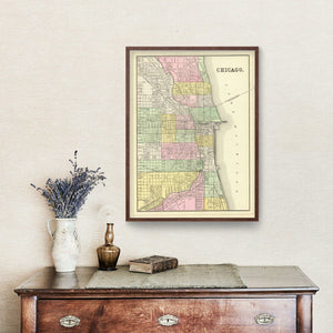 Vintage Map of Chicago, Illinois 1890