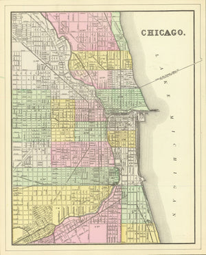 Vintage Map of Chicago, Illinois 1890