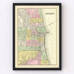 Vintage Map of Chicago, Illinois 1890