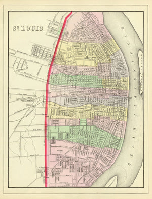 Vintage Map of Saint Louis, Missouri 1890