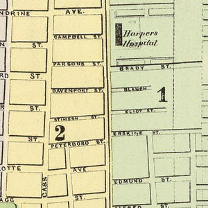 Vintage Map of Detroit, Michigan 1890