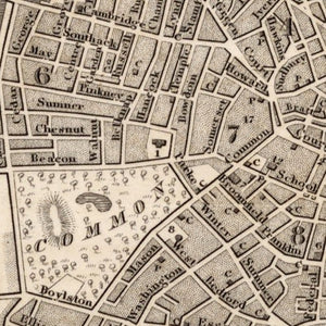 Vintage Map of Boston, Massachusetts 1844