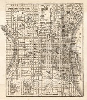 Vintage Map of Philadelphia, Pennsylvania 1844