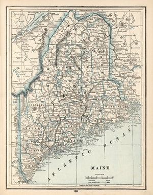 Vintage Map of Maine 1893