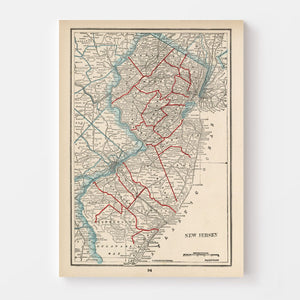 Vintage Map of New Jersey 1893