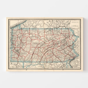 Vintage Map of Pennsylvania 1893