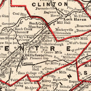 Vintage Map of Pennsylvania 1893