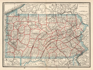 Vintage Map of Pennsylvania 1893
