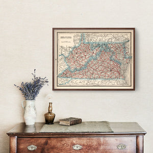 Vintage Map of Virginia, West Virginia, Maryland & Delaware 1893
