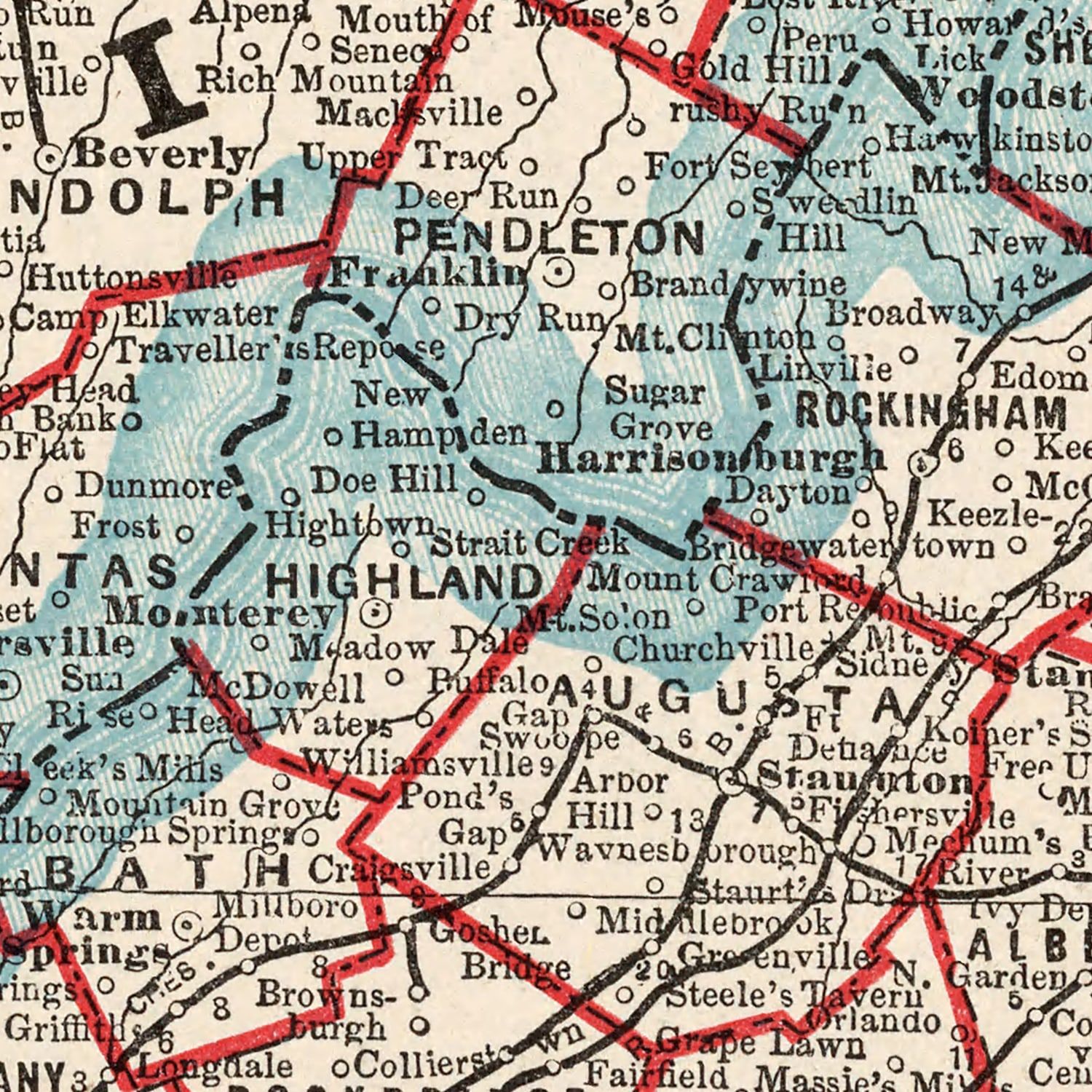 Vintage Map of Virginia, West Virginia, Maryland & Delaware 1893