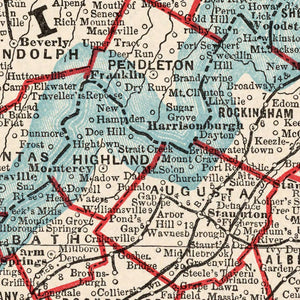 Vintage Map of Virginia, West Virginia, Maryland & Delaware 1893