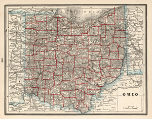 Vintage Map of Ohio 1893