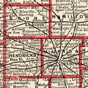 Vintage Map of Indiana 1893