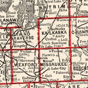 Vintage Map of Michigan 1893
