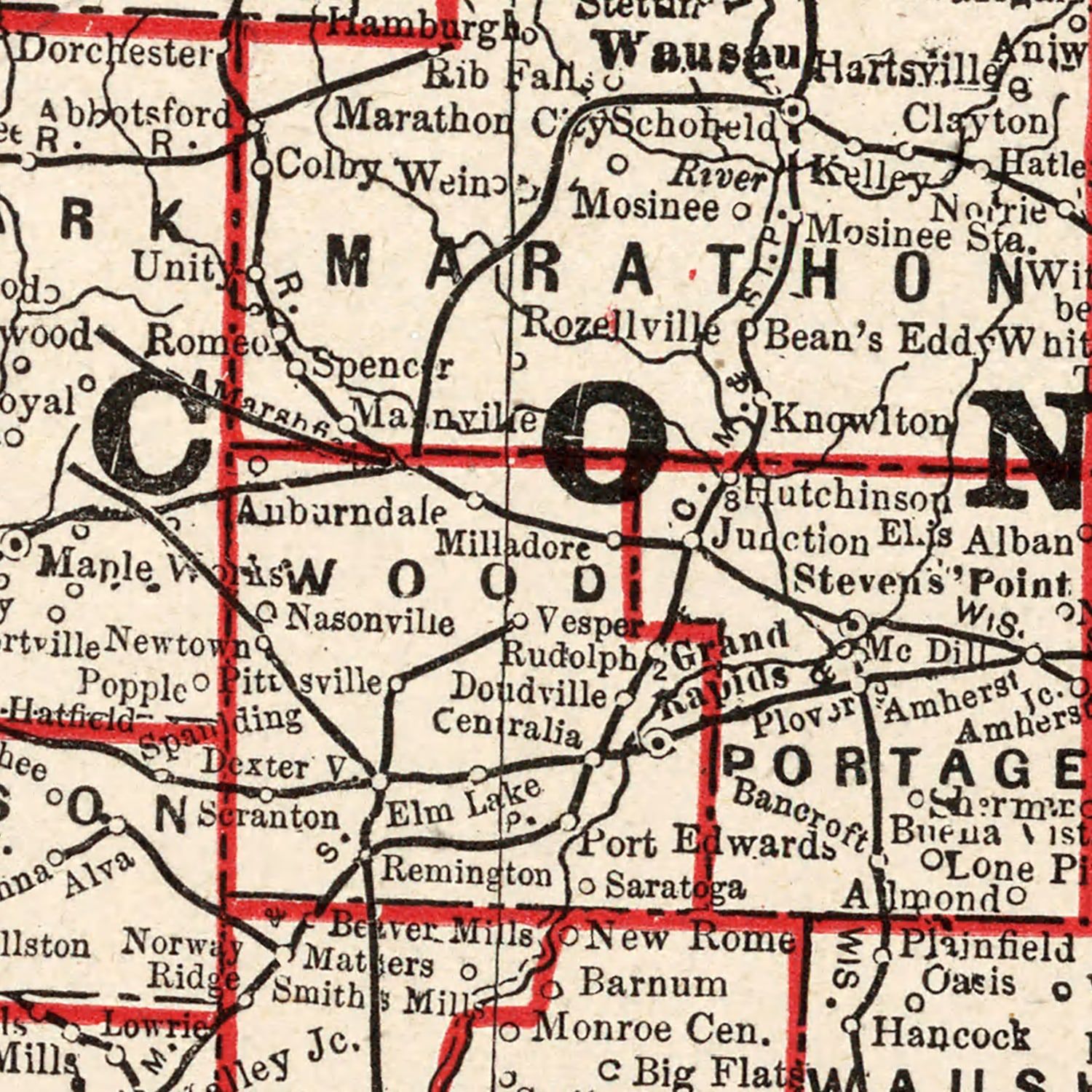 Vintage Map of Wisconsin 1893