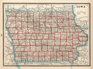 Vintage Map of Iowa 1893