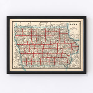 Vintage Map of Iowa 1893
