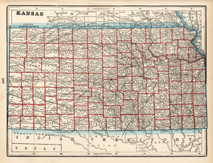 Vintage Map of Kansas 1893