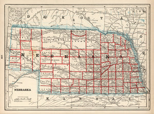 Vintage Map of Nebraska 1893