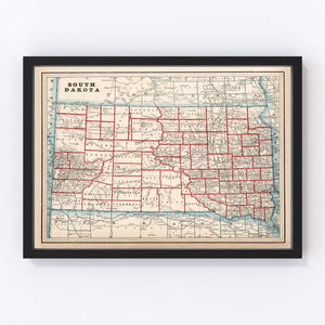 Vintage Map of South Dakota 1893