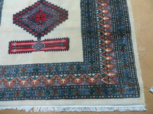 4' X 6' Vintage Handmade Bokhara Turkoman Pakistan Wool Rug Carpet Nice