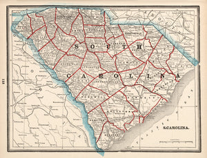 Vintage Map of South Carolina 1893