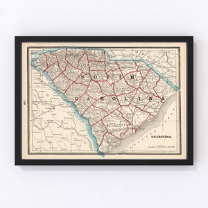 Vintage Map of South Carolina 1893