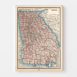 Vintage Map of Georgia 1893