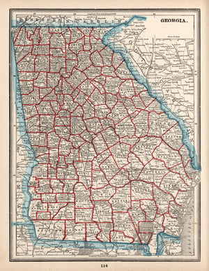 Vintage Map of Georgia 1893