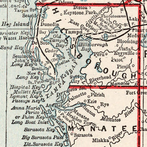 Vintage Map of Florida 1893