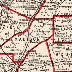 Vintage Map of Mississippi 1893