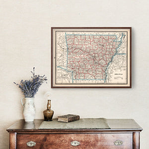Vintage Map of Arkansas 1893