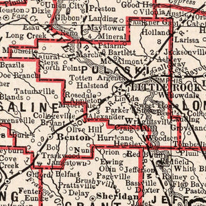 Vintage Map of Arkansas 1893