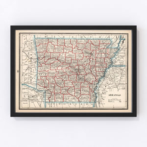 Vintage Map of Arkansas 1893