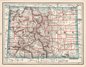 Vintage Map of Colorado 1893
