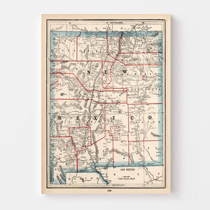 Vintage Map of New Mexico 1893