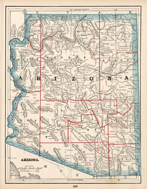 Vintage Map of Arizona 1893