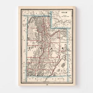 Vintage Map of Utah 1893