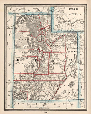 Vintage Map of Utah 1893