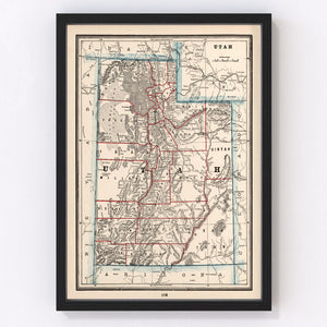 Vintage Map of Utah 1893