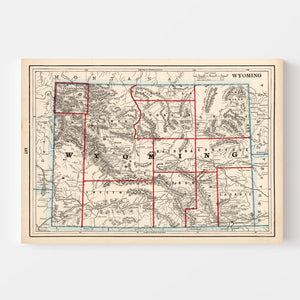 Vintage Map of Wyoming 1893