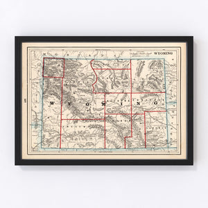 Vintage Map of Wyoming 1893