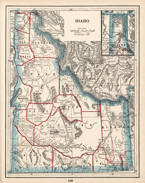 Vintage Map of Idaho 1893