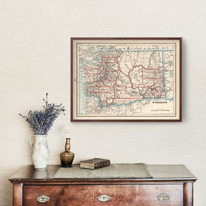 Vintage Map of Washington 1893