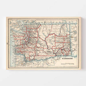 Vintage Map of Washington 1893