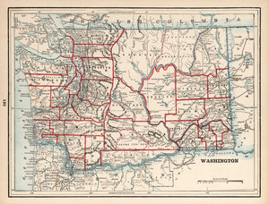 Vintage Map of Washington 1893