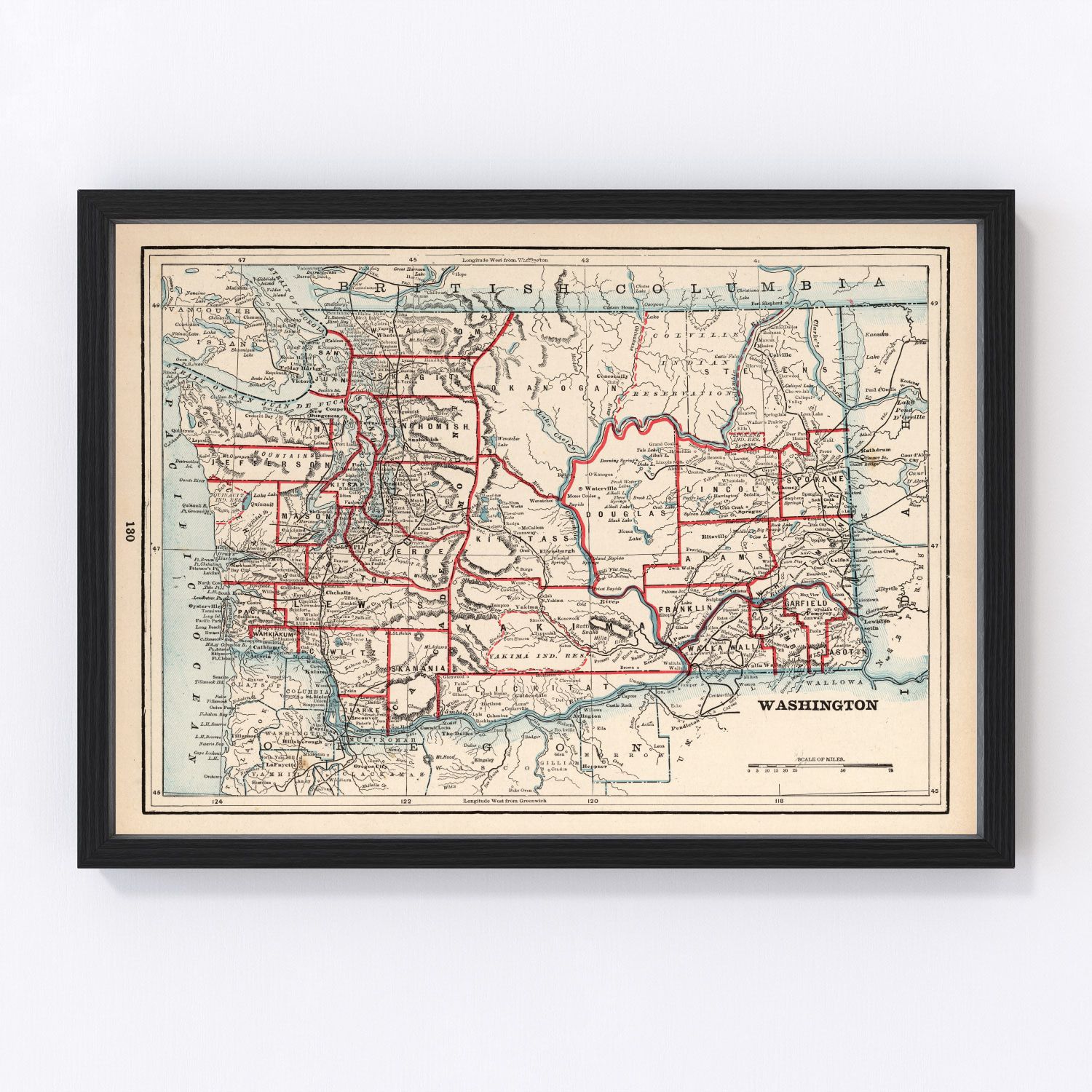 Vintage Map of Washington 1893