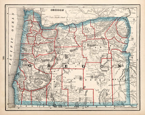 Vintage Map of Oregon 1893