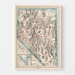 Vintage Map of Nevada 1893