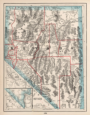 Vintage Map of Nevada 1893
